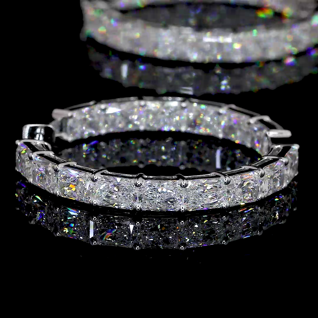 10.19 Cts 14k White Gold Radiant Shape Hoops Earring - Image 4