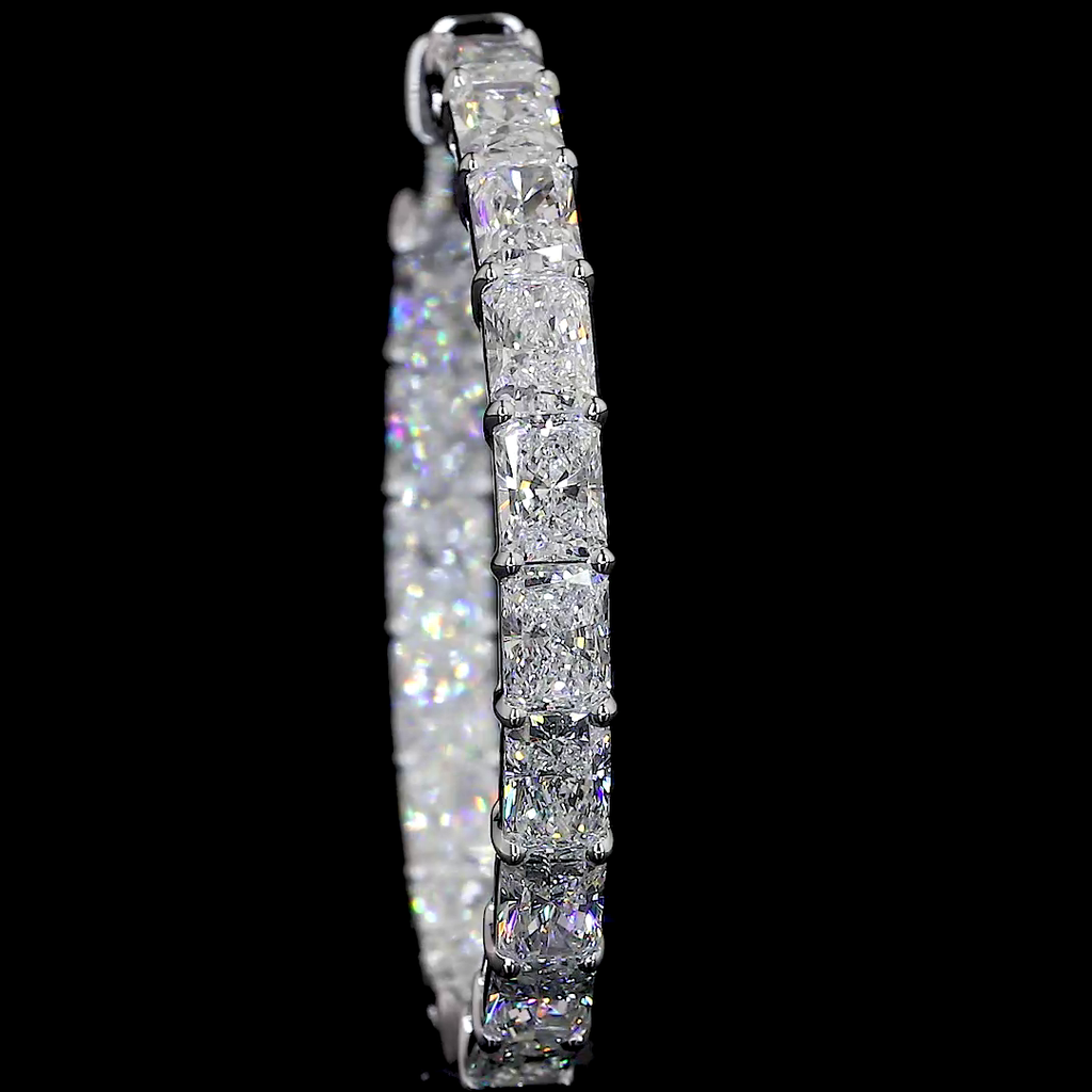7.26 Cts 14k White Gold Radiant Shape Hoops Earring - Image 3