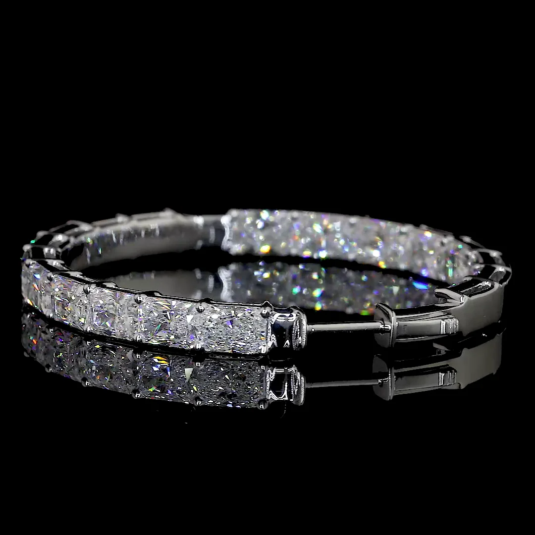 12.29 Cts 14k White Gold Radiant Shape Hoops Earring - Image 3