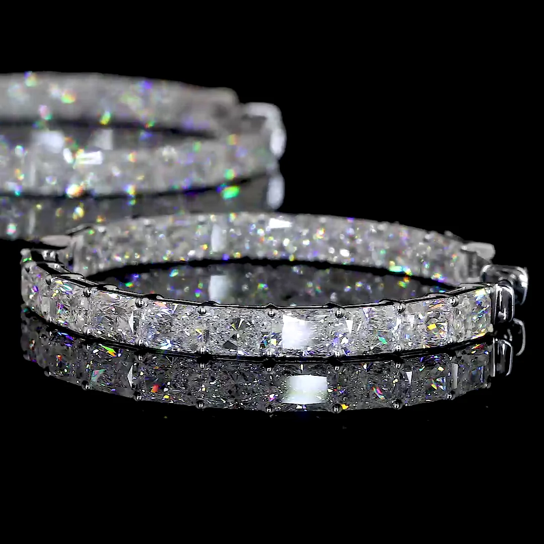 12.29 Cts 14k White Gold Radiant Shape Hoops Earring - Image 4