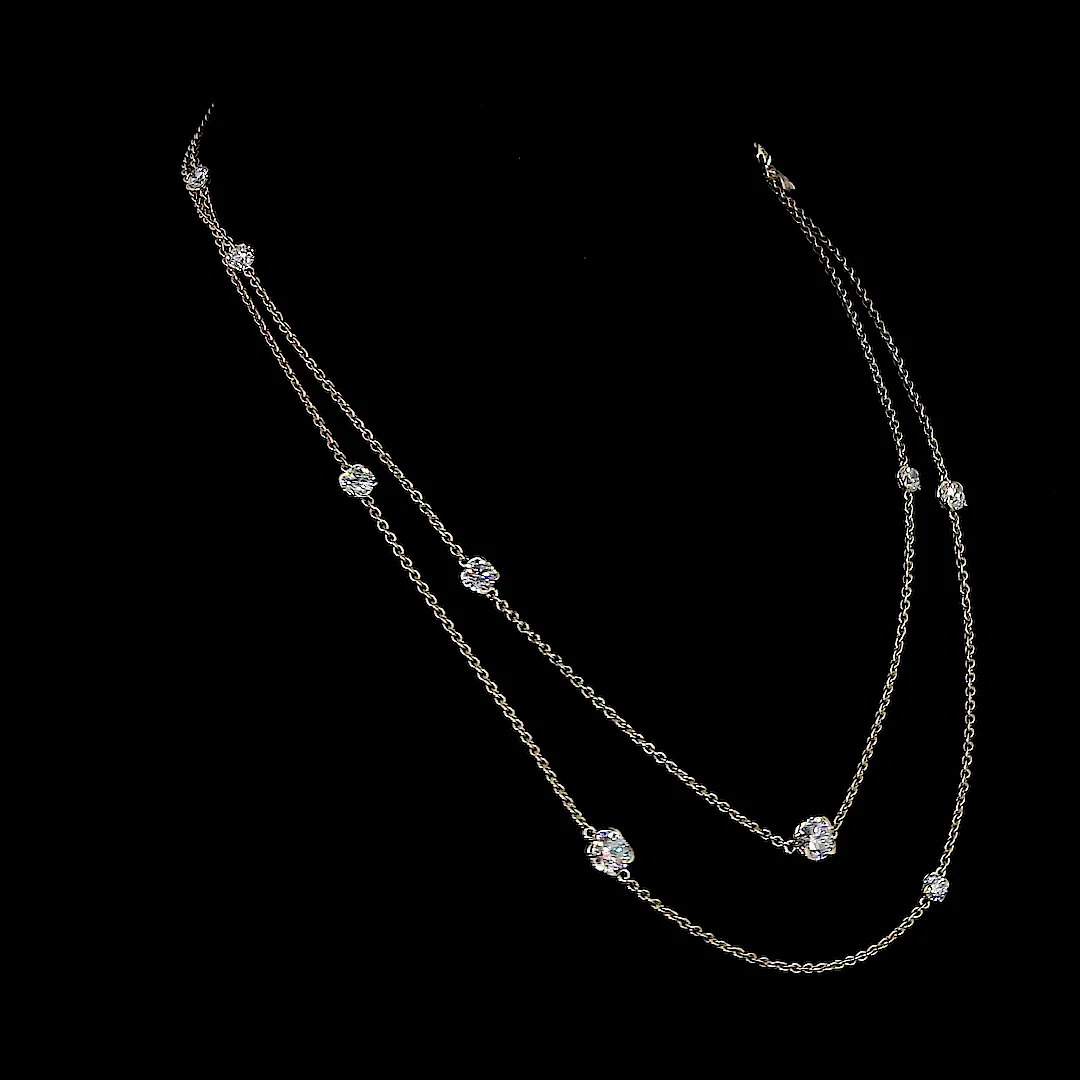 7.48 Cts 14k Yellow Gold Round Shape Double Strand Station Necklace - Image 3