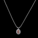 0.44 Cts 14k White Gold Oval Shape Halo Pendant - Image 2