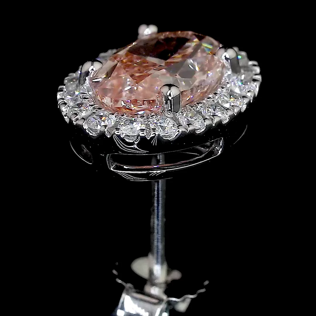 1.61 Cts 14k White Gold Oval Shape Halo Studs Earring - Image 4