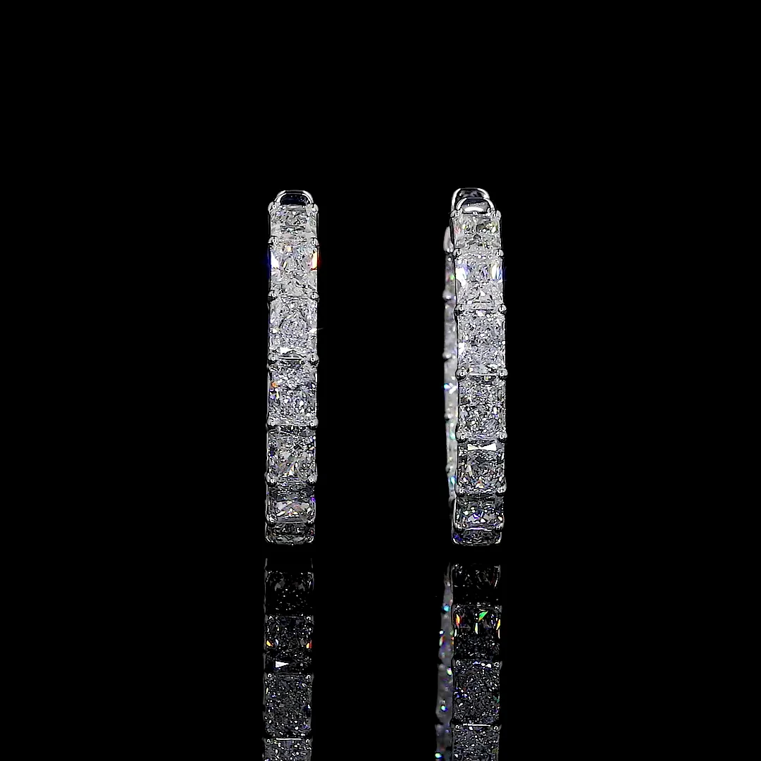 7.75 Cts 14k White Gold Radiant Shape Hoops Earring - Image 2
