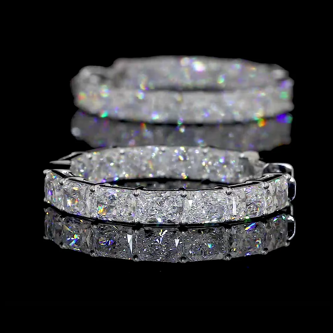 7.75 Cts 14k White Gold Radiant Shape Hoops Earring - Image 4