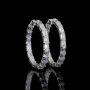 9.86 Cts 14k White Gold Emerald Shape Hoops Earring - Video