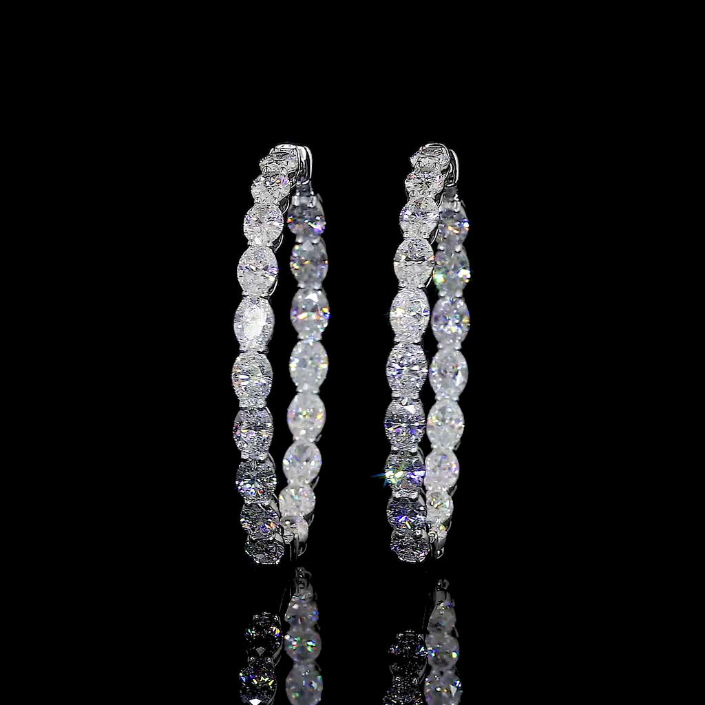 7.62 Cts 14k White Gold Oval Shape Hoops Earring - Image 2
