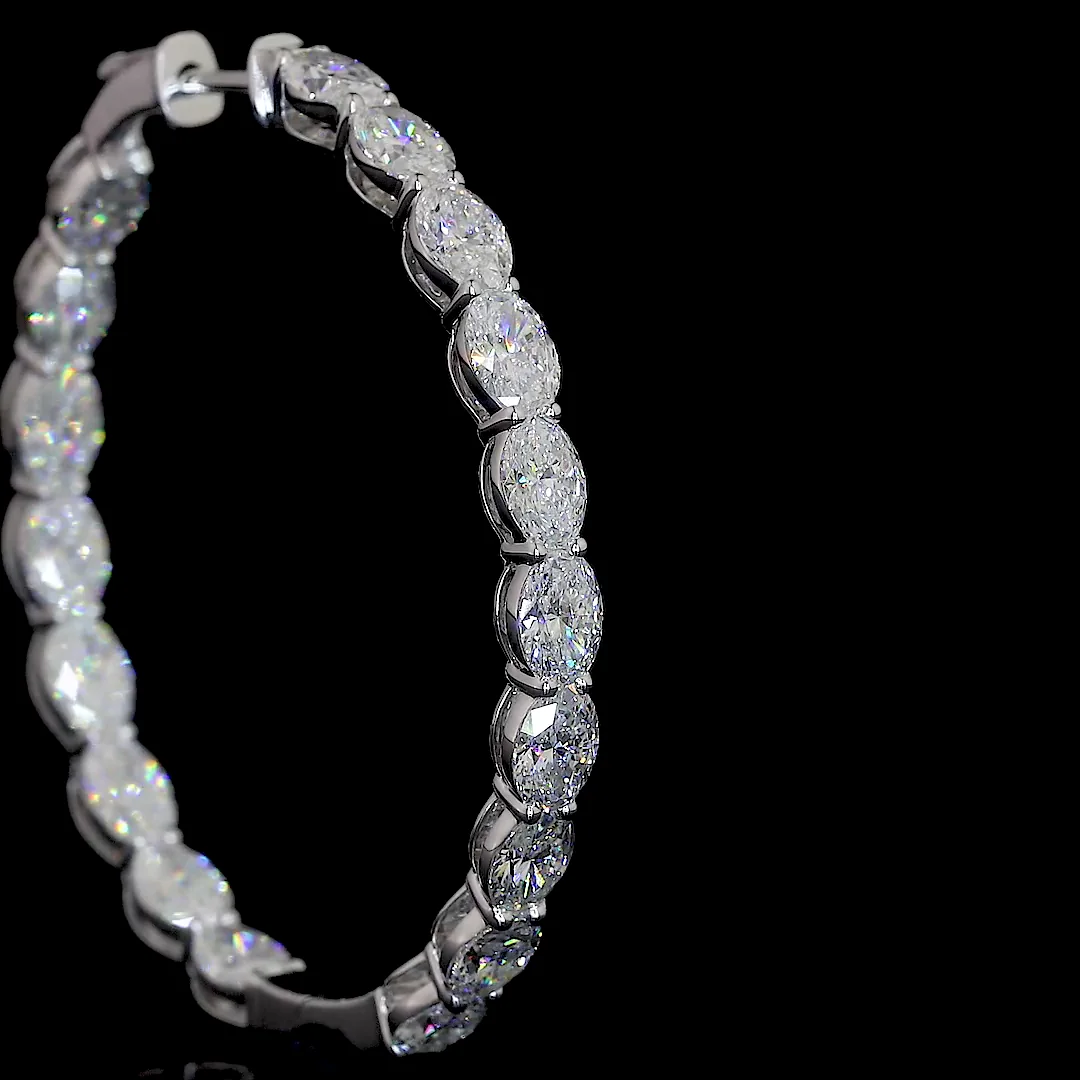 7.62 Cts 14k White Gold Oval Shape Hoops Earring - Image 3