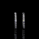 3.56 Cts 14k White Gold Emerald Shape Hoops Earring - Image 2