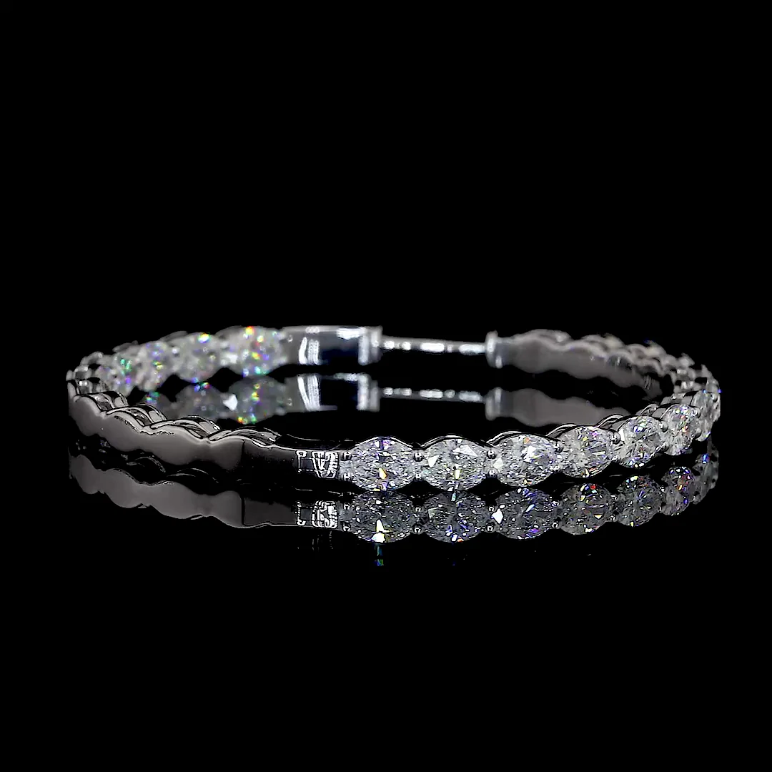 5.61 Cts 14k White Gold Oval Shape Hoops Earring - Image 3