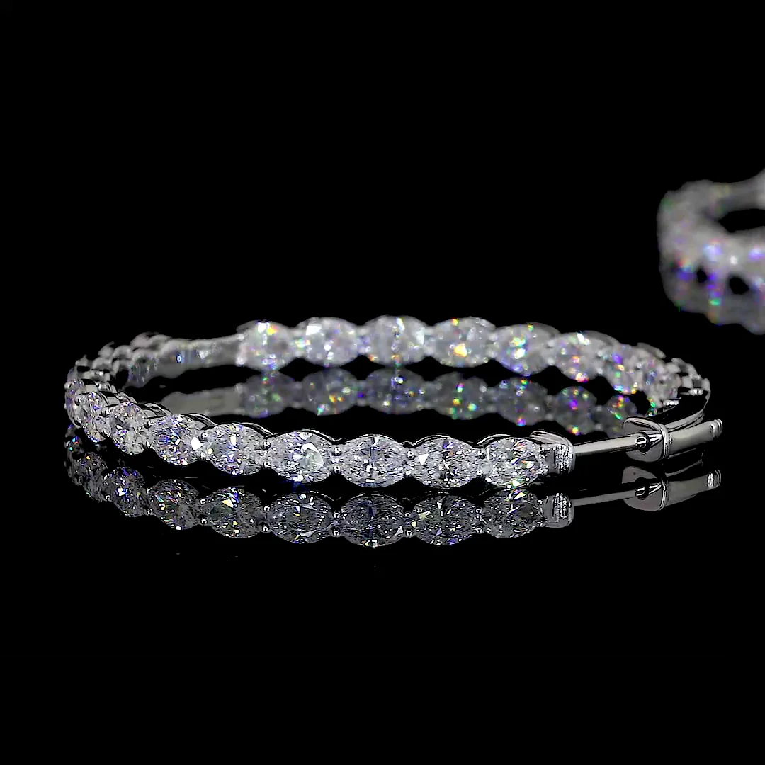 5.61 Cts 14k White Gold Oval Shape Hoops Earring - Image 4