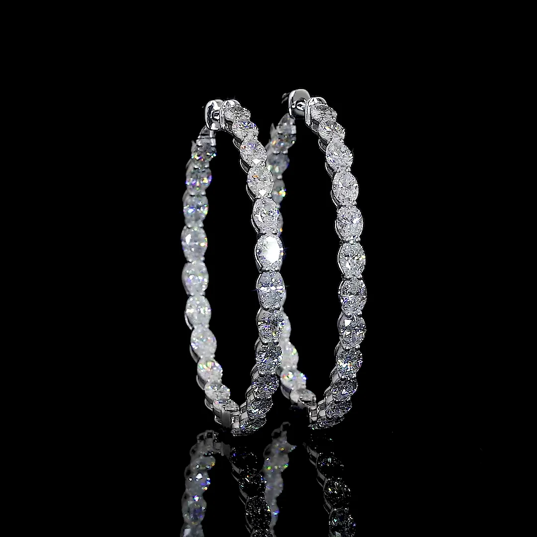 5.61 Cts 14k White Gold Oval Shape Hoops Earring - Video