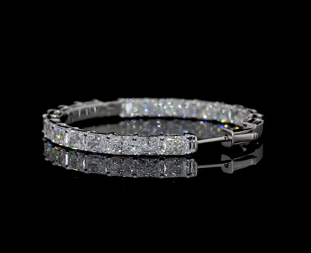 8.88 Cts 14k White Gold Radiant Shape Hoops Earring - Image 2