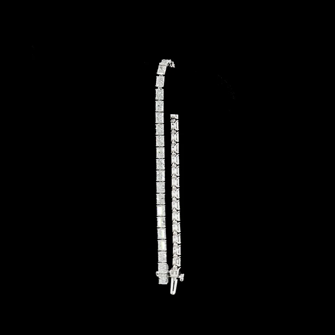 8.89 Cts 14k White Gold Radiant Shape Tennis Bracelet - Image 3
