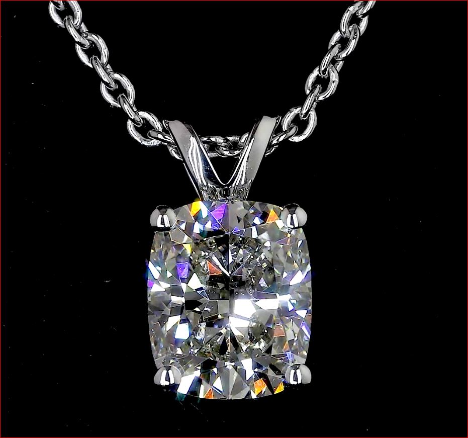 1.06 Cts 14k White Gold Cushion Modified Shape Solitaire Pendant - Image 2