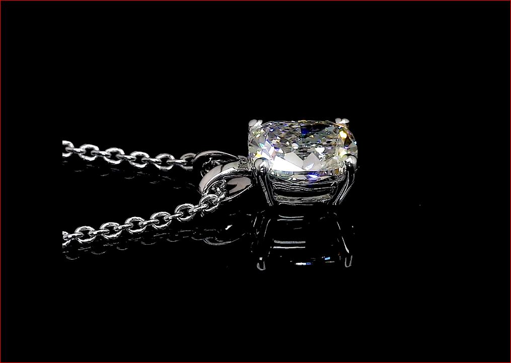 1.06 Cts 14k White Gold Cushion Modified Shape Solitaire Pendant - Image 3
