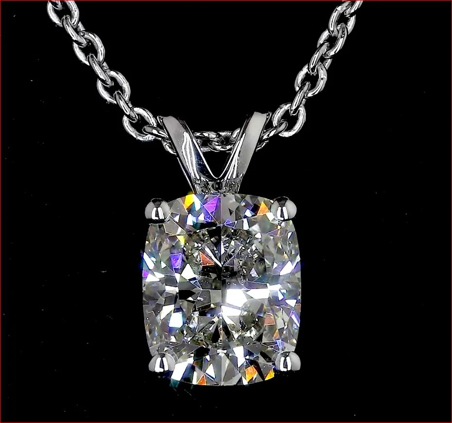 0.9 Cts 14k White Gold Cushion Brilliant Shape Solitaire Pendant - Image 2