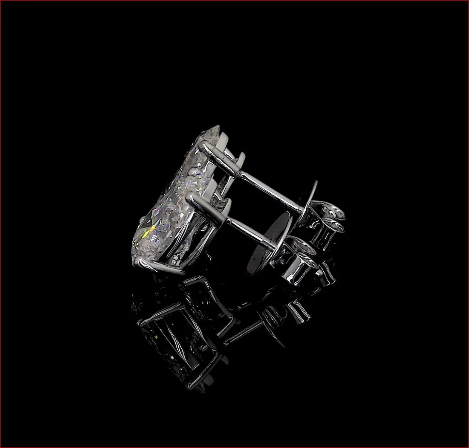 3.36 Cts 14k White Gold Pear Shape Studs Earring - Image 3