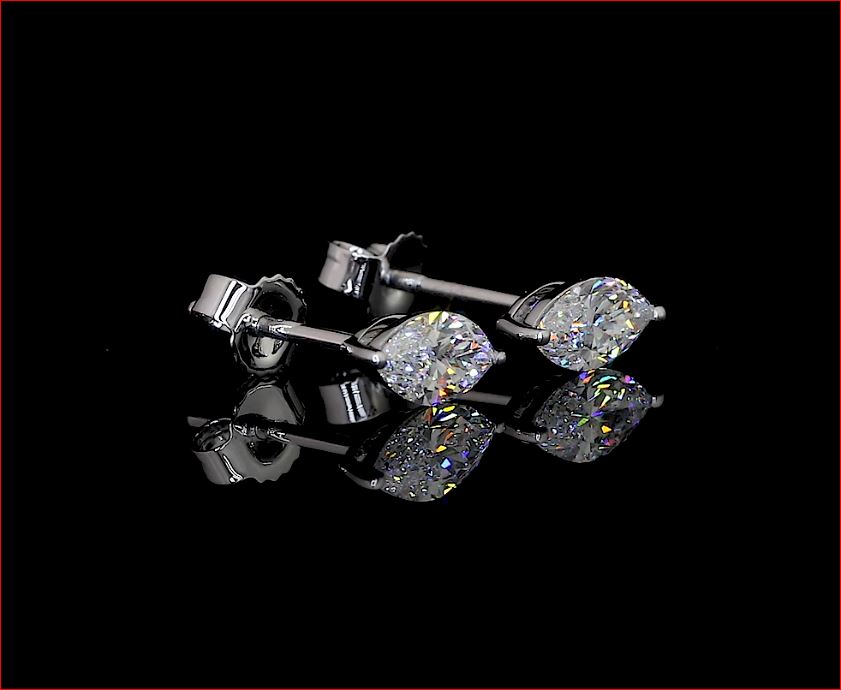 1.91 Cts 14k White Gold Marquise Shape Studs Earring - Image 3