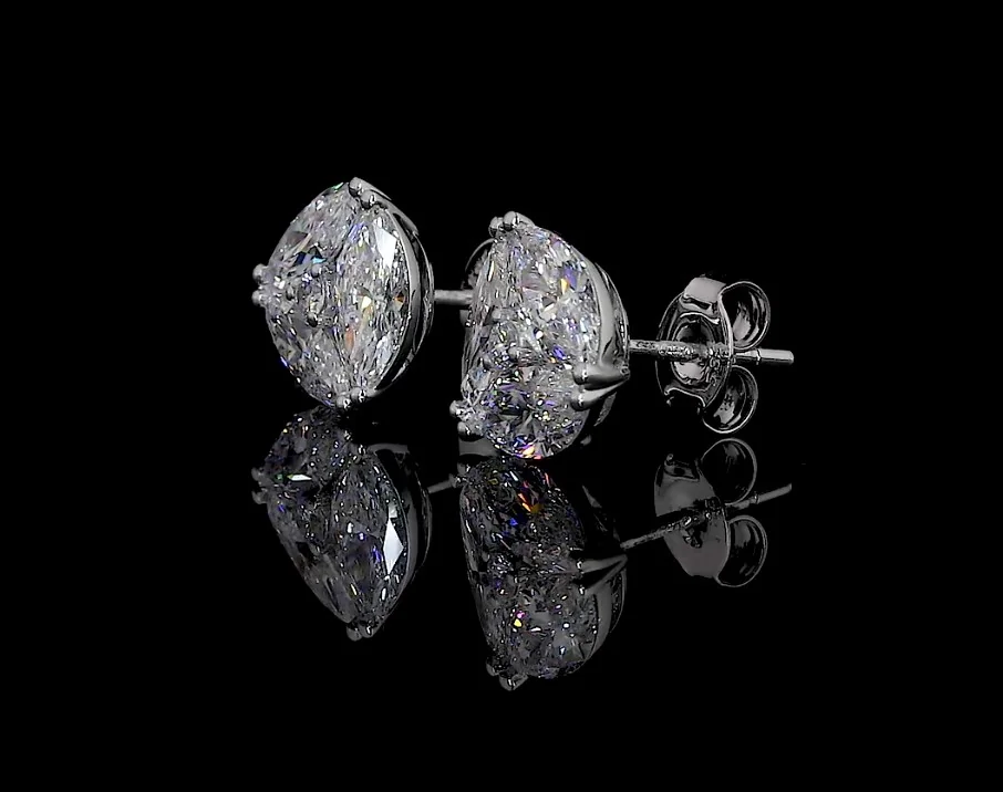 2.57 Cts 14k White Gold Marquise Shape Studs Earring - Image 2