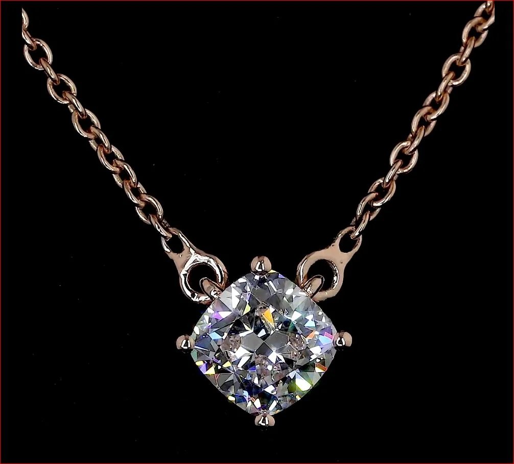 0.76 Cts 14k Rose Gold Cushion Shape Solitaire Pendant - Image 3