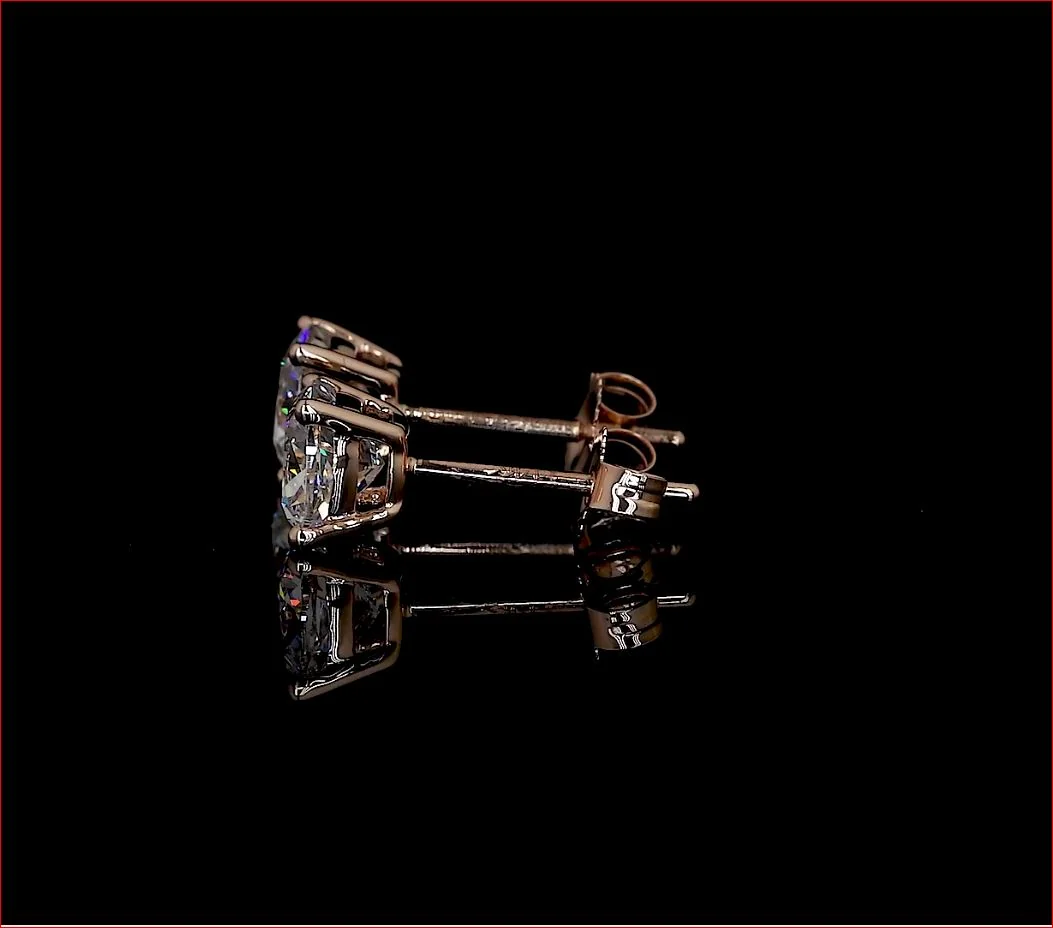 1.49 Cts 14k Rose Gold Cushion Shape Studs Earring - Image 2