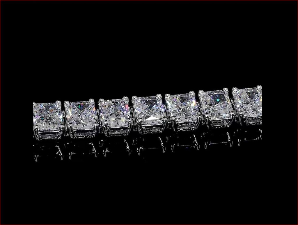 11.44 Cts 14k White Gold Radiant Shape Tennis Bracelet - Image 2