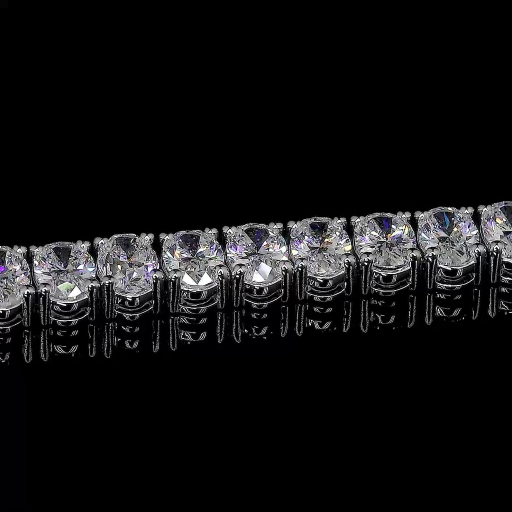 5.03 Cts 14k White Gold Oval Shape Tennis Bracelet - Image 4