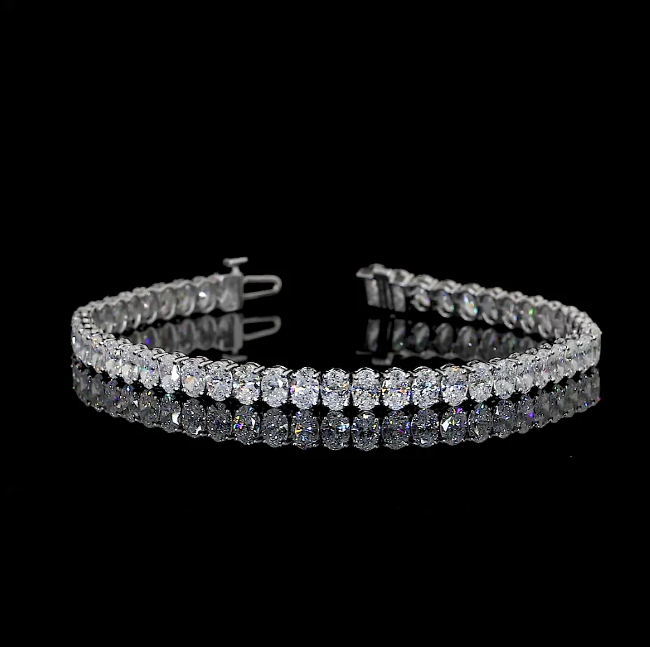 10.5 Cts 14k White Gold Oval Shape Tennis Bracelet - Video