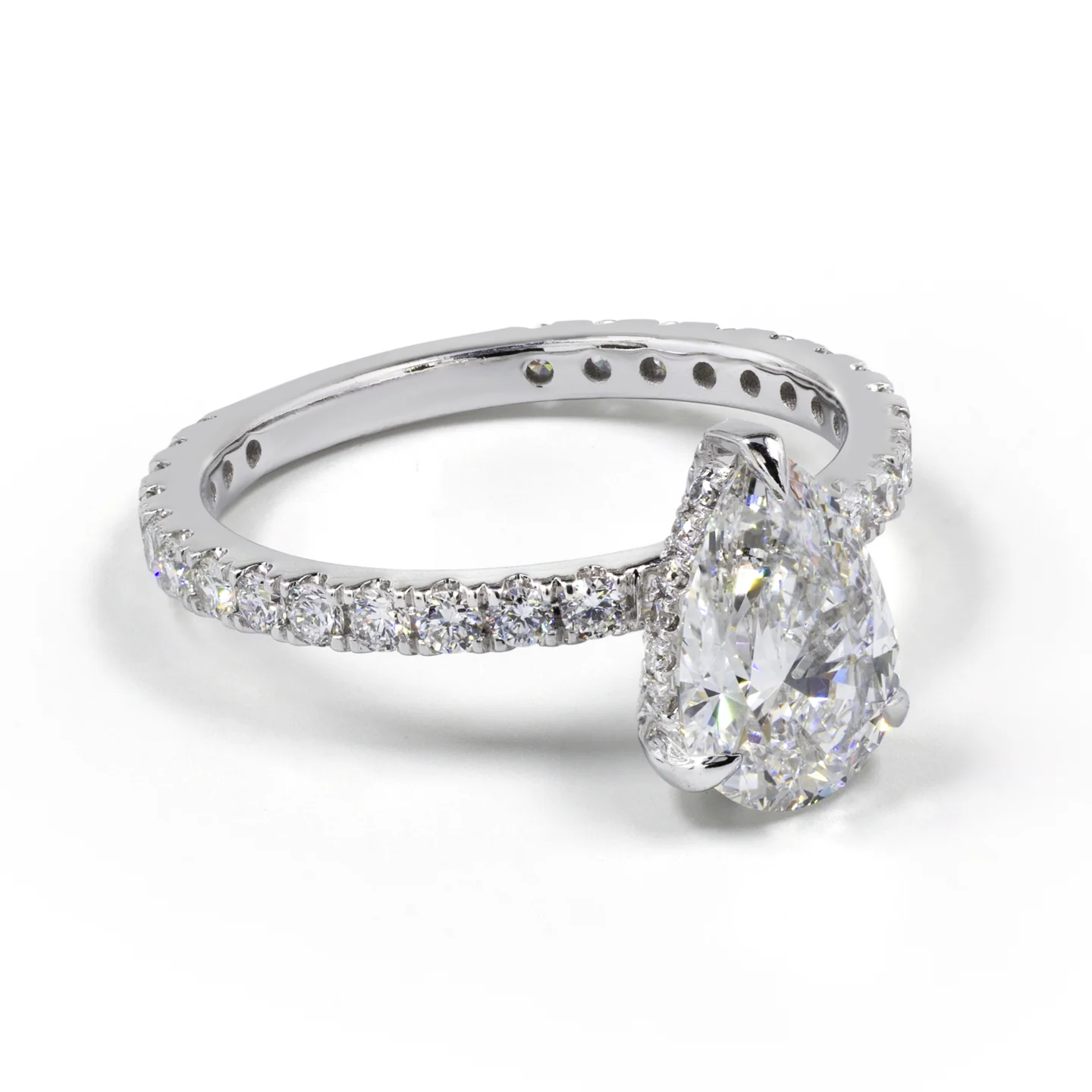 9.72 Cts 14k White Gold Pear Shape Hidden Halo Ring - Image 4