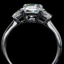 1.37 Cts Platinum Emerald Shape 3 Stones Ring - Image 2