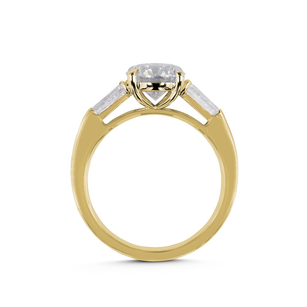 2.07 Cts 14k Yellow Gold Round Shape 3 Stones Ring - Image 3