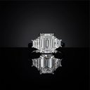 2.12 Cts Platinum Emerald Shape 3 Stones Ring - Video