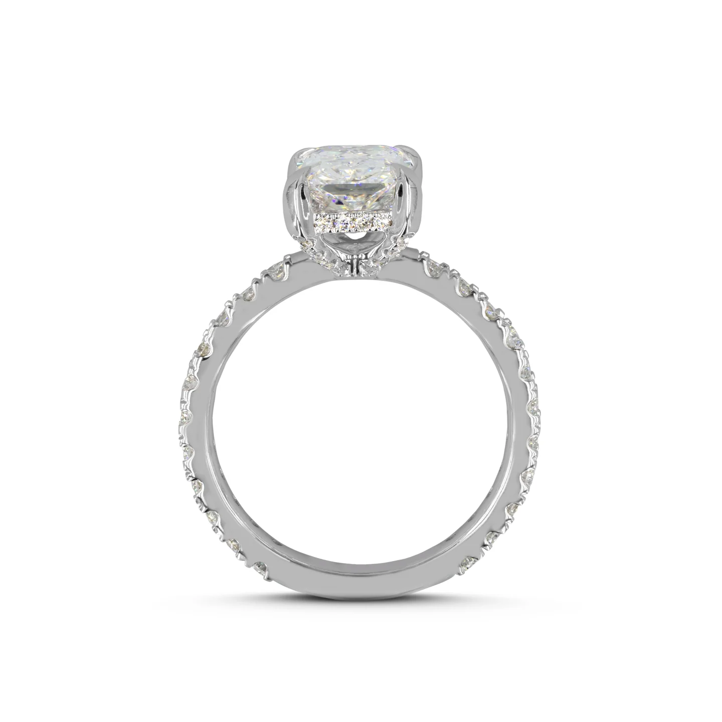 1.86 Cts 14k White Gold Radiant Shape Hidden Halo Ring - Image 4