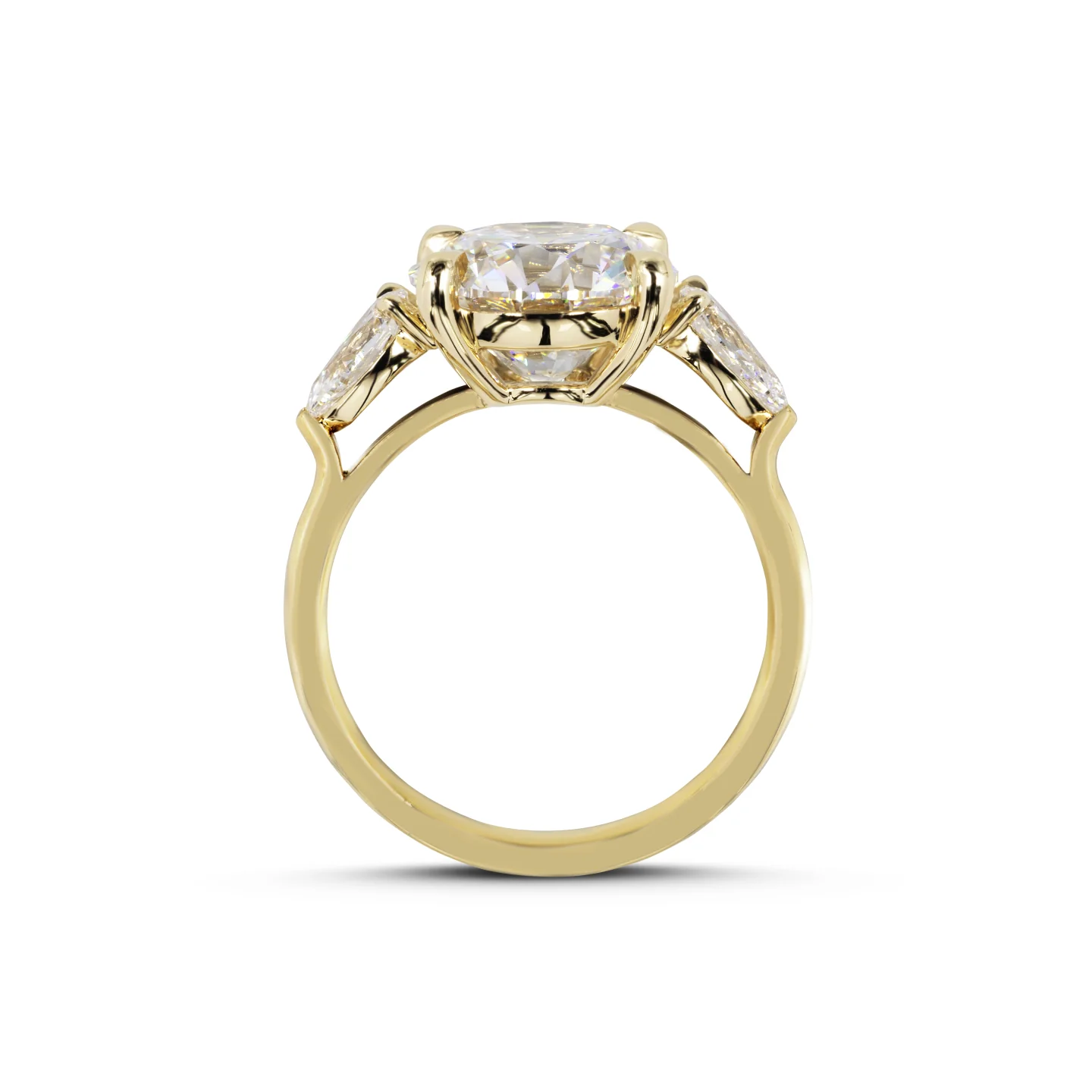 4.83 Cts 14k Yellow Gold Round Shape 3 Stones Ring - Image 3