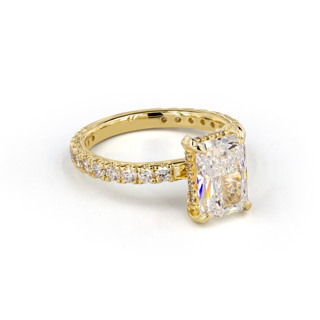 1.43 Cts 14k Yellow Gold Radiant Shape Hidden Halo Ring - Image 2