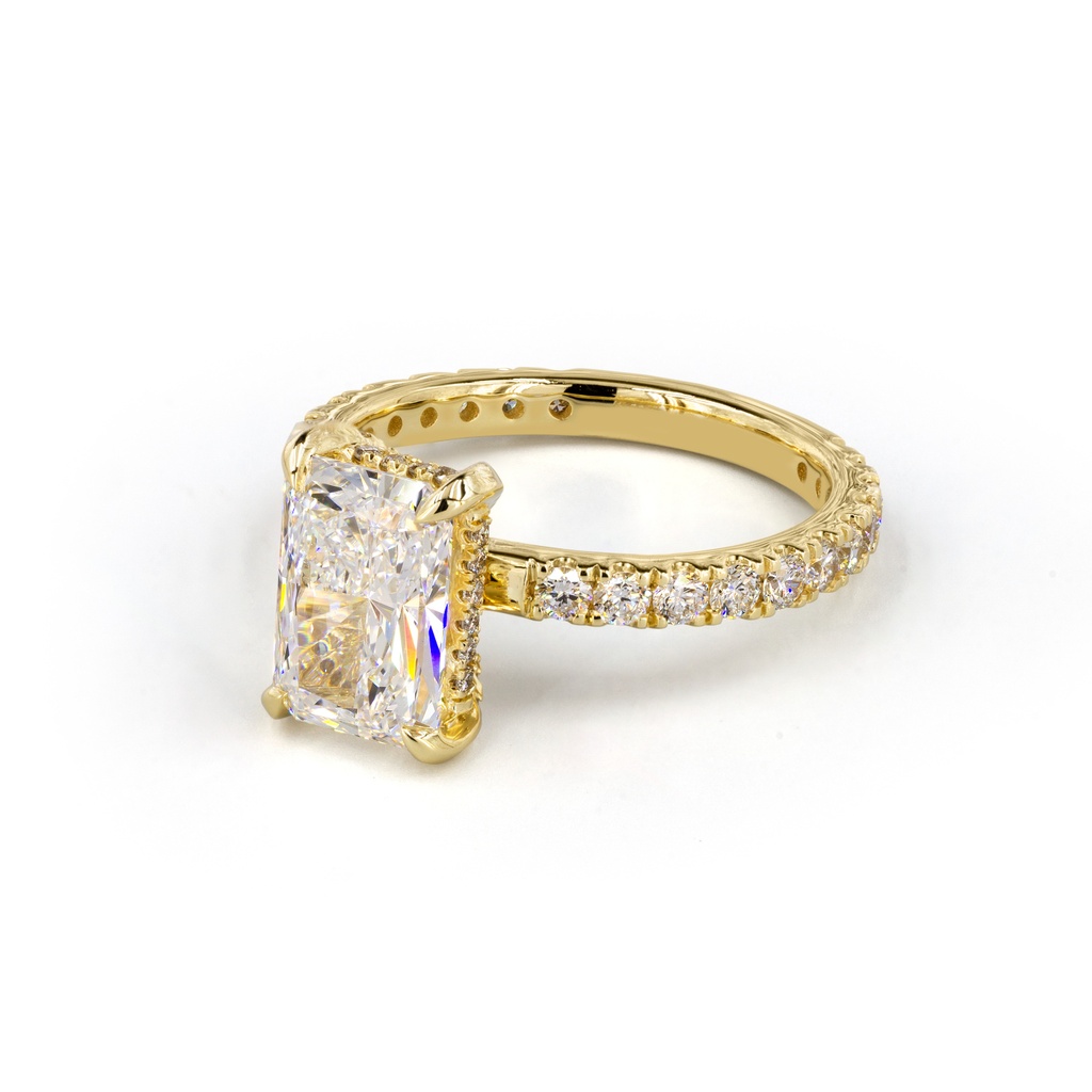 1.43 Cts 14k Yellow Gold Radiant Shape Hidden Halo Ring - Image 4