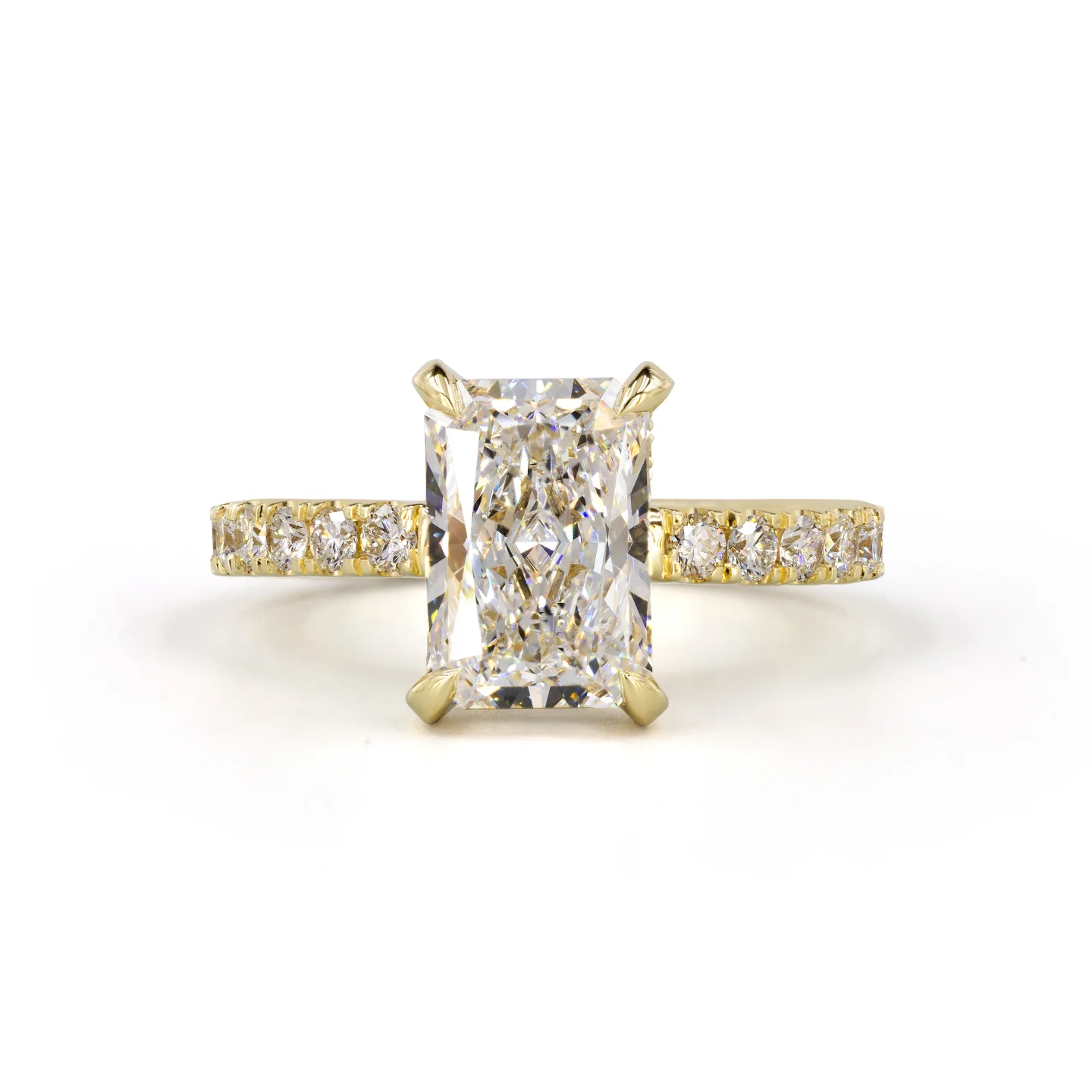 1.43 Cts 14k Yellow Gold Radiant Shape Hidden Halo Ring - Video