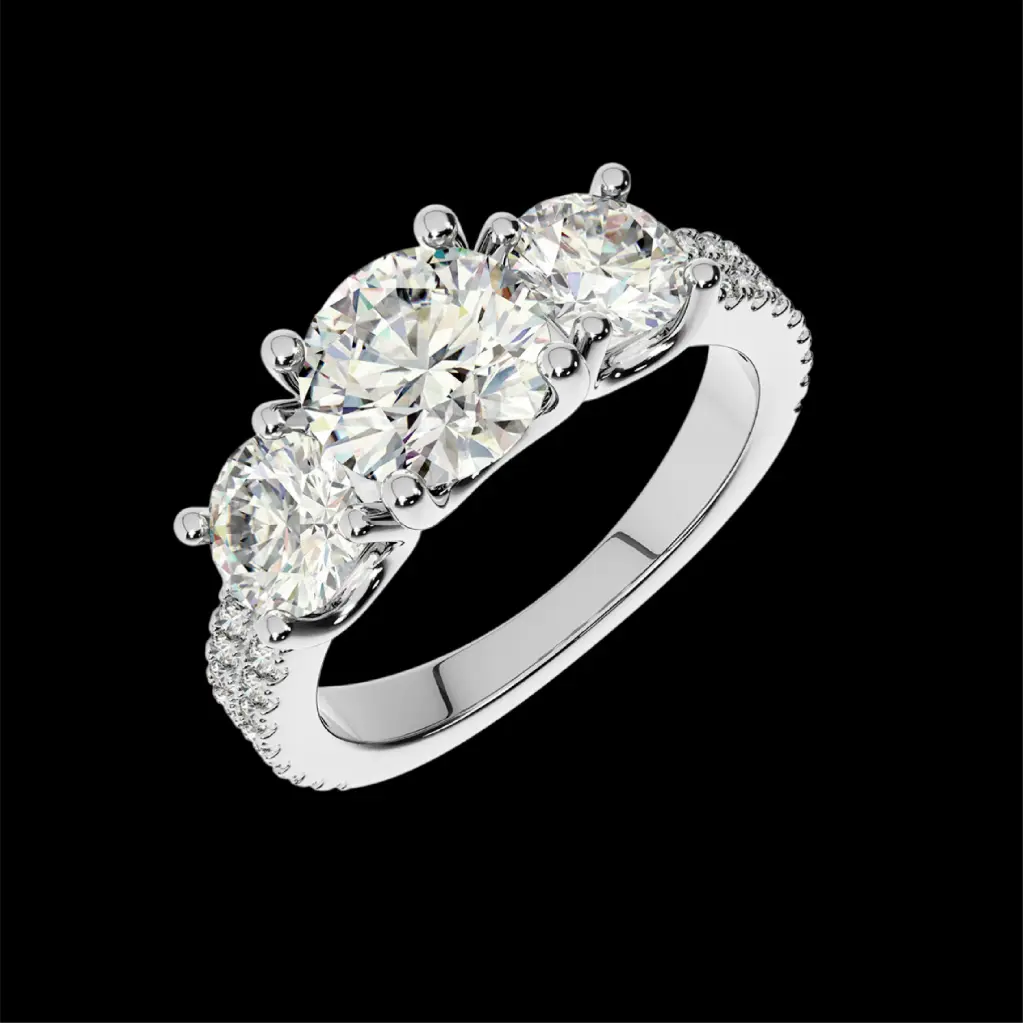 The Trellis Three Stone Round Brilliant Engagement Ring Style ENG404