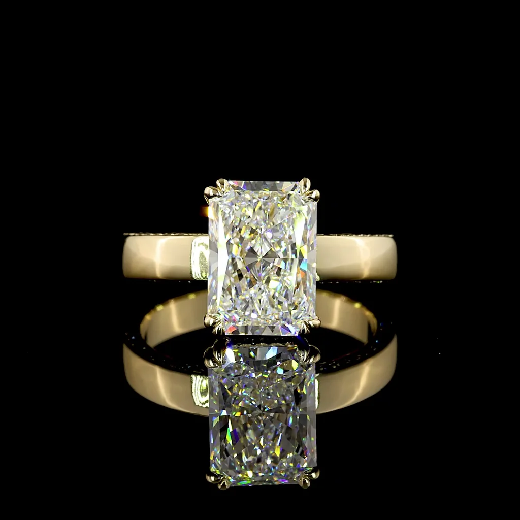 3.93 Cts 14k Yellow Gold Radiant Shape Hidden Halo Ring