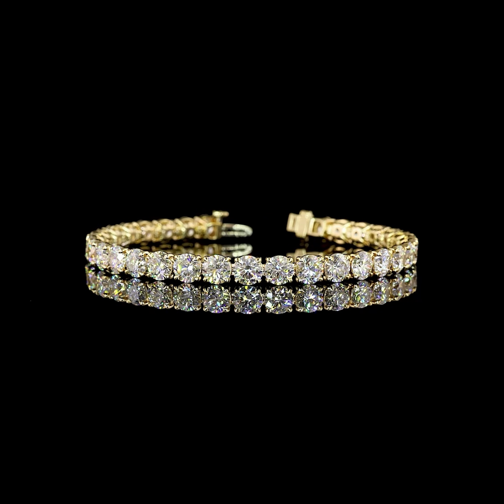 17.34 Cts 14k Yellow Gold Round Shape Tennis Bracelet