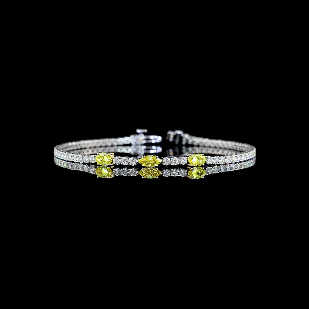 4.13 Cts 14k White Gold Mix Shape Station Line Tennis Bracelet