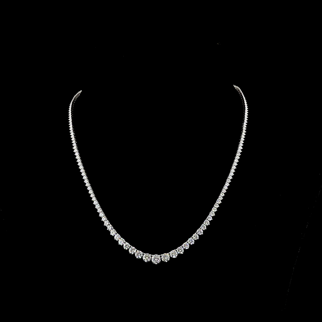 9.89 Cts 14k White Gold Round Shape Riviera Necklace