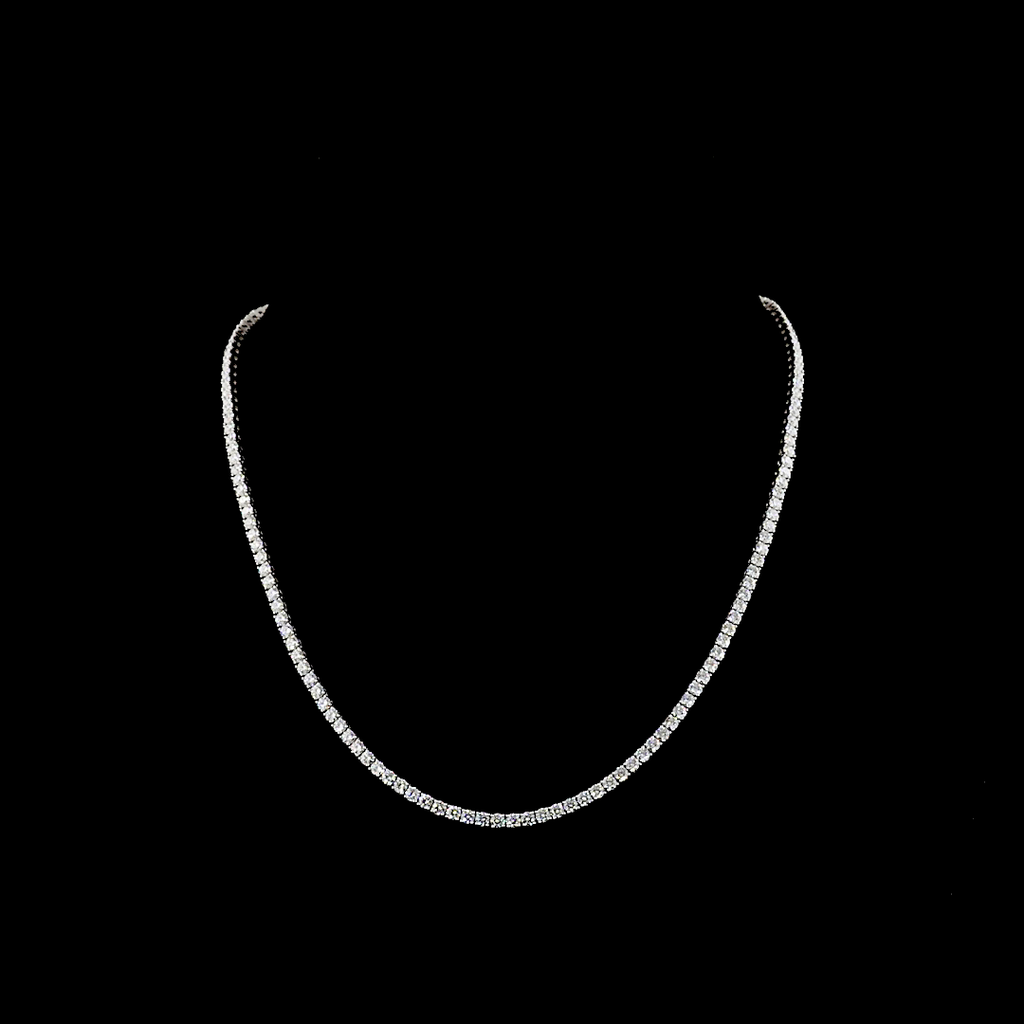 9.61 Cts 14k White Gold Round Shape Tennis Necklace