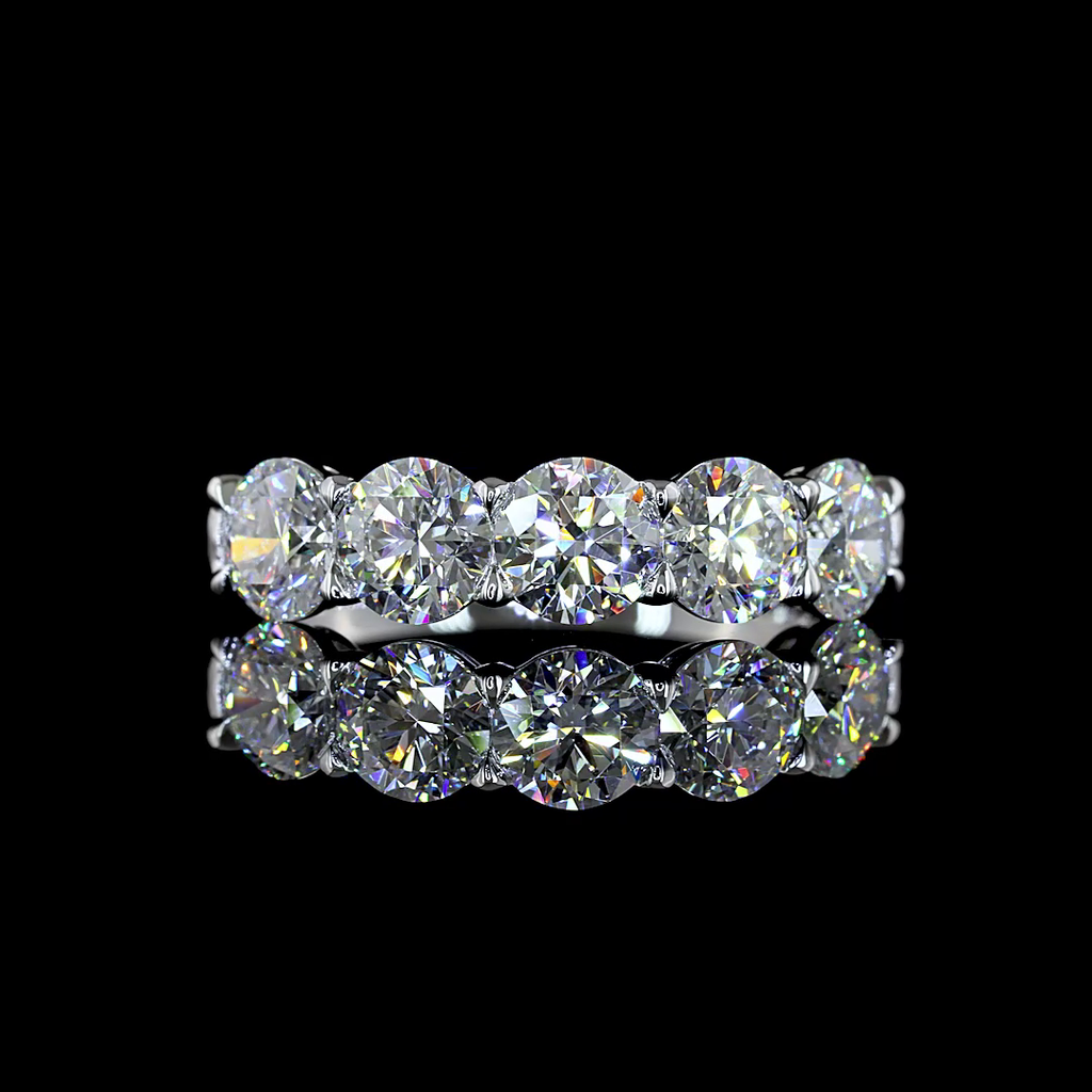 2.01 Cts 14k White Gold Round Shape 5 Stones Eternity Band
