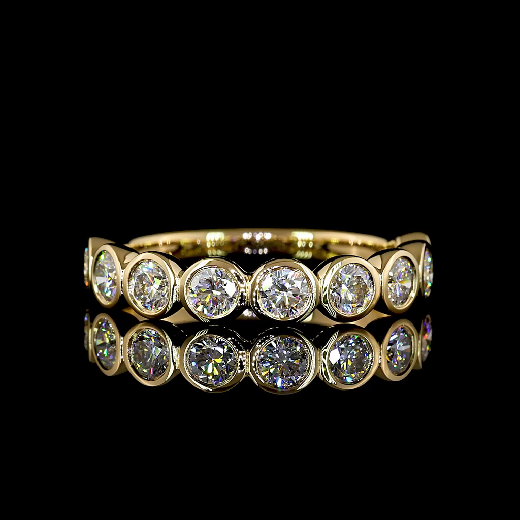 1.09 Cts 18k Yellow Gold Round Shape 3/4 Band Eternity Band