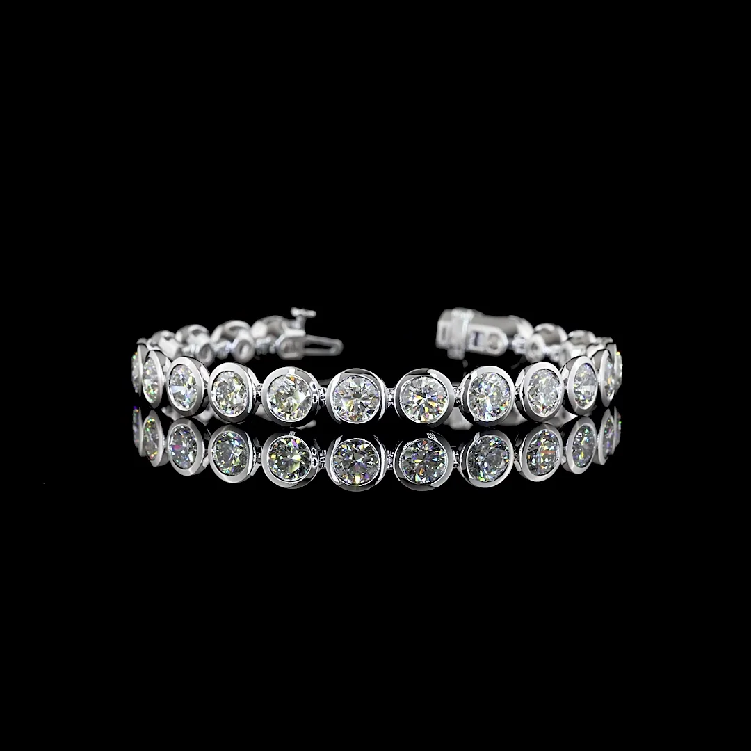 20.13 Cts 14k White Gold Round Shape Tennis Bracelet
