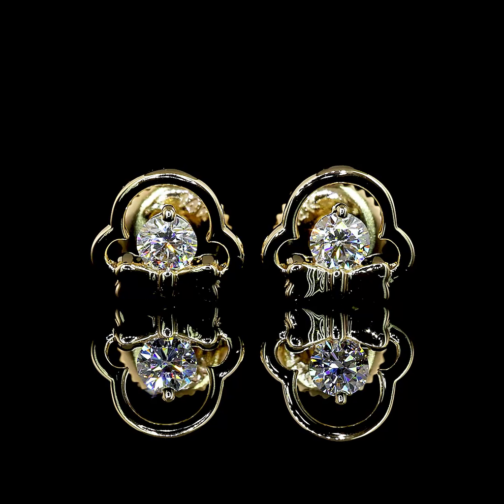 0.21 Cts 14k Yellow Gold Round Shape Studs Earring