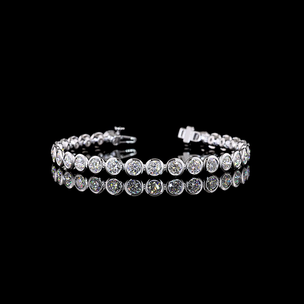 9.19 Cts 14k White Gold Round Shape Tennis Bracelet