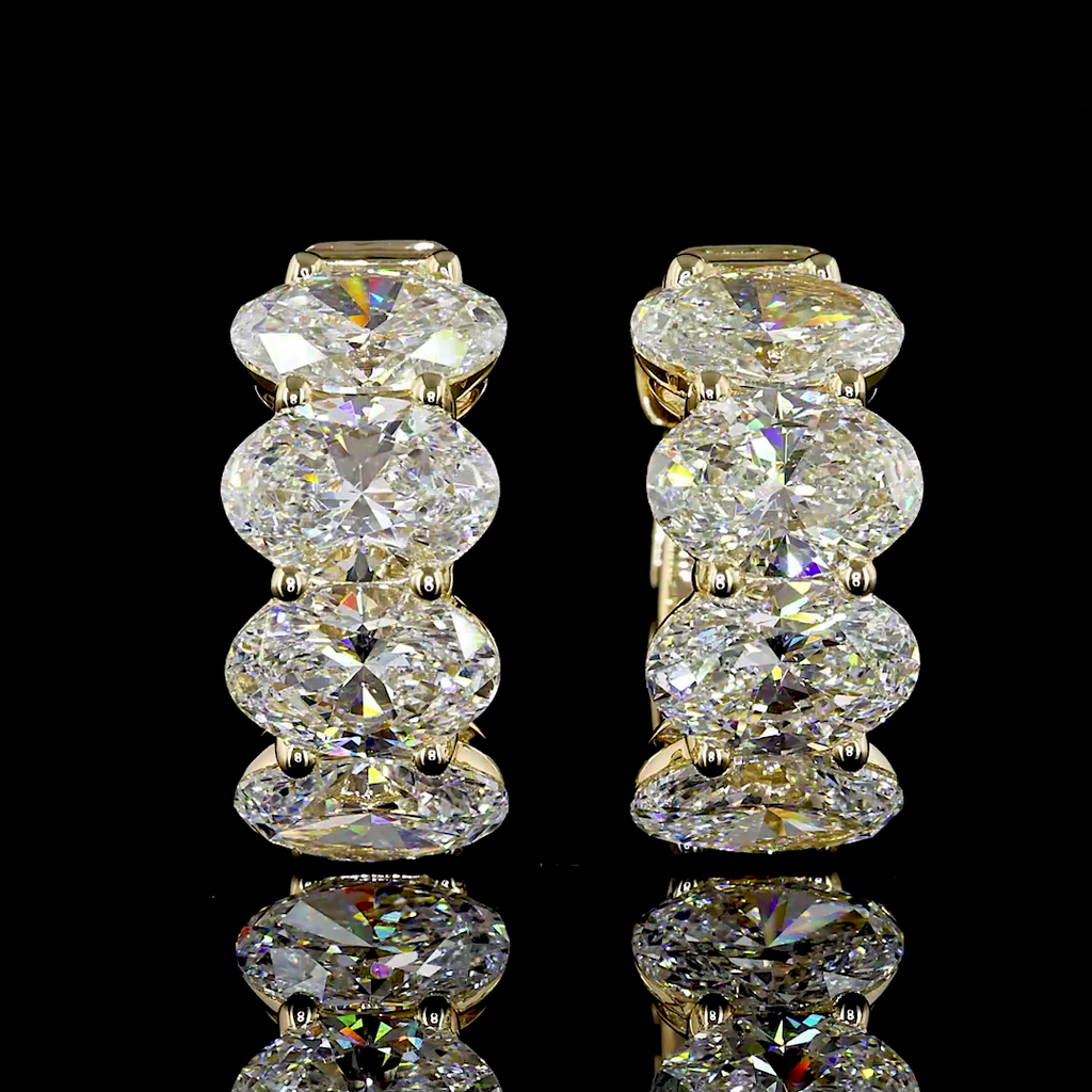 5.08 Cts 14k Yellow Gold Oval Shape Huggies Earring
